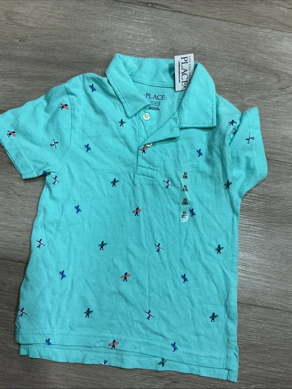 The Children's Place Aqua Polo Shirt with Embroidered Stars .Short